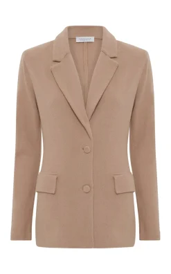 Zander Knit Jacket in Camel Brushed Cashmere