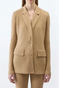 Zander Knit Jacket in Camel Brushed Cashmere