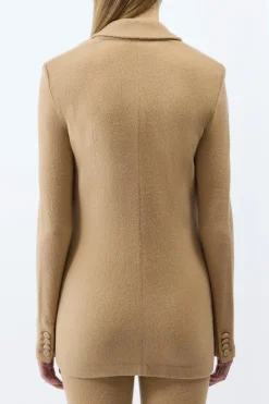 Zander Knit Jacket in Camel Brushed Cashmere