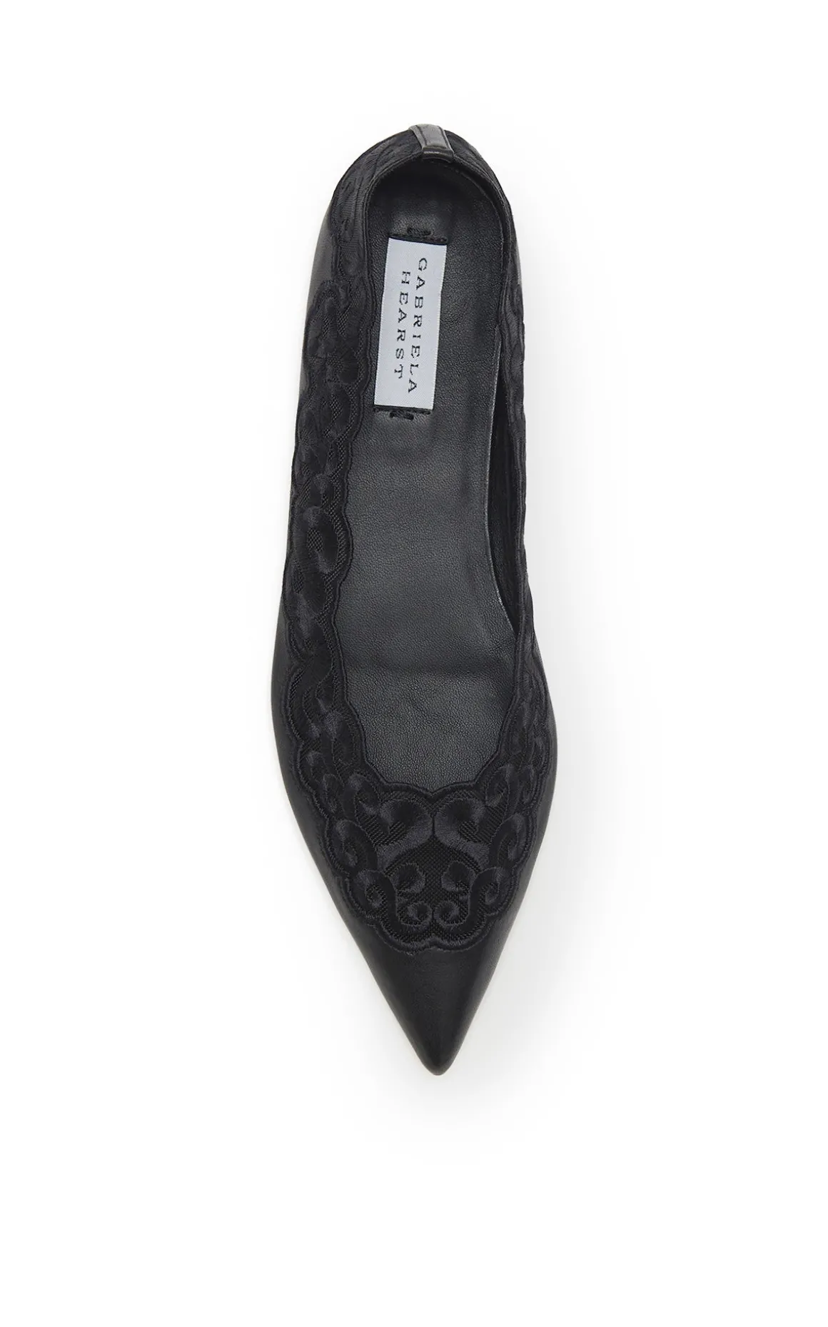 Ziva Lace Ballerina Flat Shoe in Black Nappa Leather