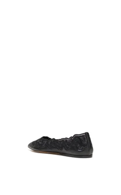 Ziva Lace Ballerina Flat Shoe in Black Nappa Leather