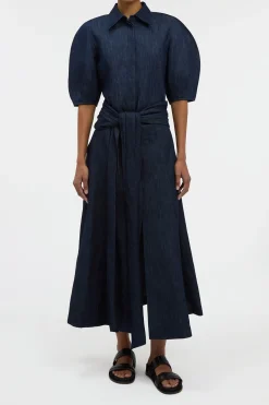 Zivan Knotted Maxi Skirt in Recycled Cotton Denim