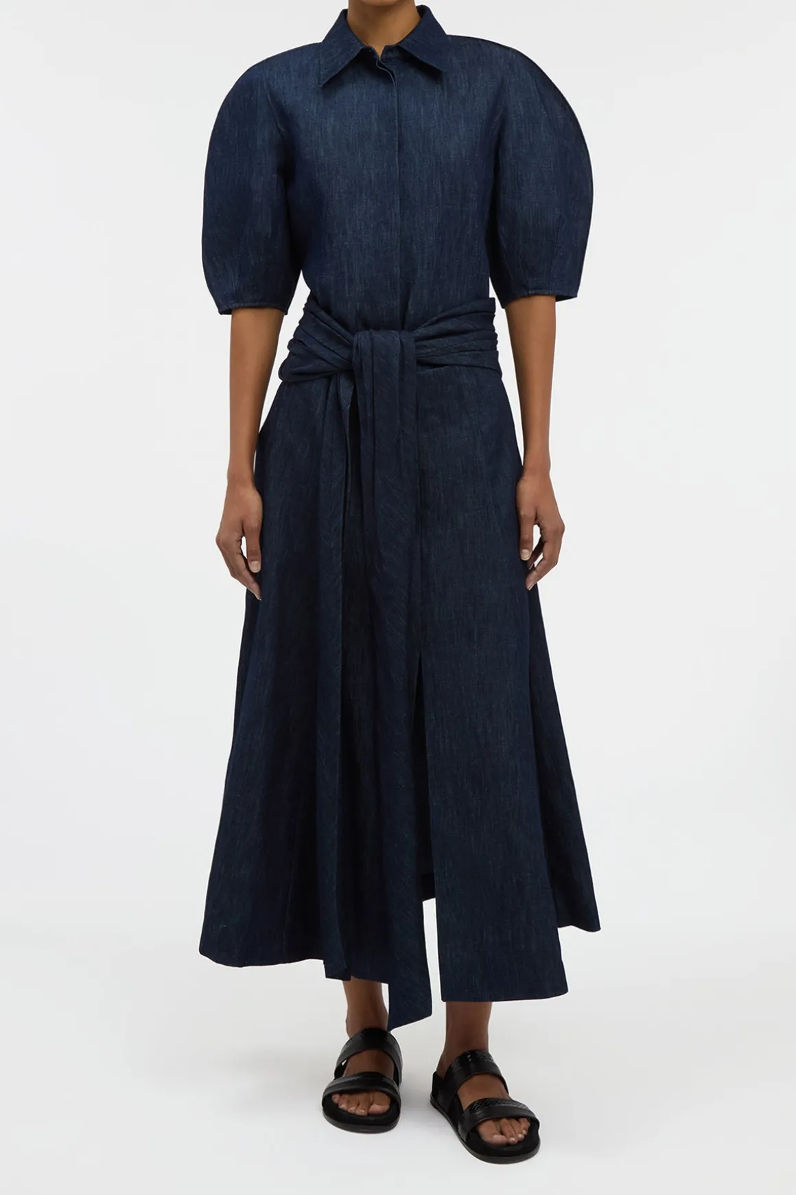 Zivan Knotted Maxi Skirt in Recycled Cotton Denim